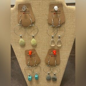 Crystal/stone handmade hoop earrings
